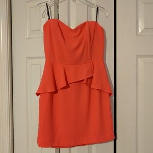 Coral strapless dress